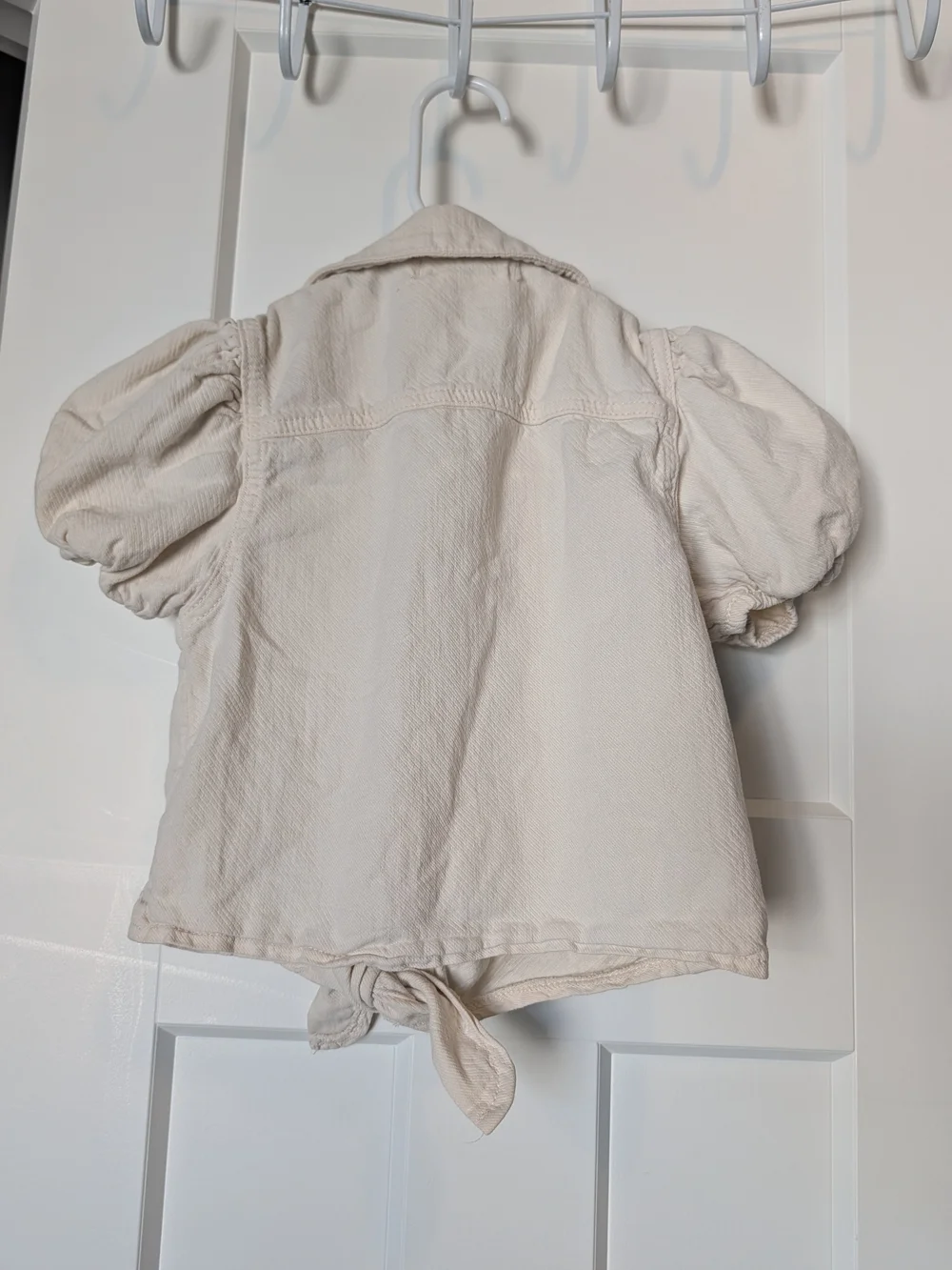 Kids Cream Button-Front Tie-Hem Top